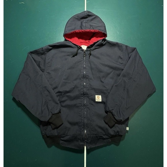 Tyndale FR Hooded Work Jacket XL Navy Flame Resistant Arc Rated ATPV 25 HRC3